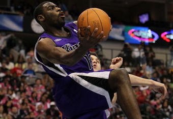 DALLAS - FEBRUARY 12:  Tyreke Evans #13 of the Rookie team shoots against the Sophomore team during the second half of the T-Mobile Rookie Challenge & Youth Jam part of 2010 NBA All-Star Weekend at American Airlines Center on February 12, 2010 in Dallas, Texas. NOTE TO USER: User expressly acknowledges and agrees that, by downloading and or using this photograph, User is consenting to the terms and conditions of the Getty Images License Agreement.  (Photo by Jed Jacobsohn/Getty Images)
