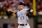 ST LOUIS, MO - JULY 14:  American League All-Star Zach Greinke of the Kansas City Royals pitches during the 2009 MLB All-Star Game at Busch Stadium on July 14, 2009 in St Louis, Missouri.  (Photo by Jamie Squire/Getty Images)