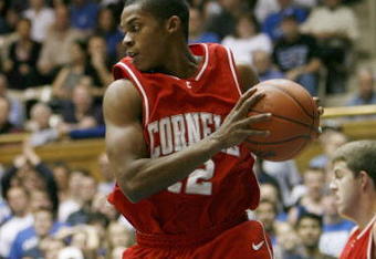 DURHAM - JANUARY 6:  Louis  Dale #12 of Cornell Big Red looks to move the ball during the college basketball game against the Duke Blue Devils at Cameron Indoor Stadium on January 6, 2008 in Durham, North Carolina. (Photo by Kevin C. Cox/Getty Images)