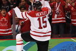 VANCOUVER, BC - FEBRUARY 18:  Dany Heatley of Canada celebrates his first-period goal during the ice hockey men's preliminary game between Switzerland and Canada on day 7 of the 2010 Winter Olympics at Canada Hockey Place on February 18, 2010 in Vancouver, Canada.  (Photo by Bruce Bennett/Getty Images)