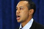 PONTE VEDRA BEACH, FL - FEBRUARY 19:  Tiger Woods makes a statement from the Sunset Room on the second floor of the TPC Sawgrass, home of the PGA Tour on February 19, 2010 in Ponte Vedra Beach, Florida. Woods publicly admitted to cheating on his wife Elin Nordegren but maintained that the issues remain 'a matter between a husband and a wife.'  (Photo by Joe Skipper-Pool/Getty Images)