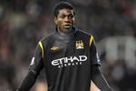 STOKE ON TRENT, ENGLAND - FEBRUARY 16: Emmanuel Adebayor of Manchester City gestures during the Barclays Premier League match between Stoke City and Manchester City at the Britannia Stadium on February 16, 2010 in Stoke on Trent, England.  (Photo by Michael Regan/Getty Images)