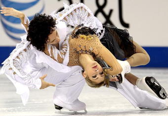 SPOKANE, WA - JANUARY 23:  Benjamin Agosto and Tanith Belbin compete in the free dance competition during the US Figure Skating Championships at Spokane Arena on January 23, 2010 in Spokane, Washington.  (Photo by Matthew Stockman/Getty Images)