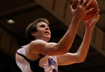 EVANSTON, IL - JANUARY 02: John Shurna #24 of the Northwestern Wildcats puts up a shot against the Michigan State Spartans on January 2, 2010 at Welsh-Ryan Arena in Evanston, Illinois. Michigan State defeated Northwestern 91-70. (Photo by Jonathan Daniel/Getty Images)