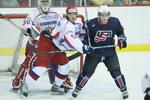 LAKE PLACID, NY - AUGUST 15:  Ion-Georgy Kostey #13 of Team Russia skates against Team USA at the 1980 Rink Herb Brooks Arena on August 14, 2009 in Lake Placid, New York. (Photo by Bruce Bennett/Getty Images)