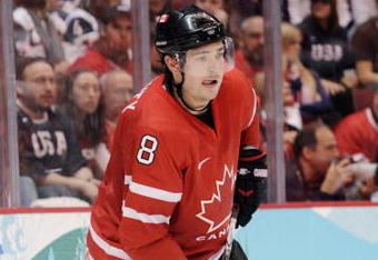 VANCOUVER, BC - FEBRUARY 21:  Drew Doughty #8  in action during the ice hockey men's preliminary game between Canada and USA on day 10 of the Vancouver 2010 Winter Olympics at Canada Hockey Place on February 21, 2010 in Vancouver, Canada.  (Photo by Harry How/Getty Images)