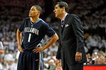 LOUISVILLE, KY - JANUARY 11:  Scottie Reynolds #1 and Jay Wright the Head Coach of the Villanova Wildcats are pictured during the 92-84 win over the Louisville Cardinals during the Big East Conference game at Freedom Hall on January 11, 2010 in Louisville, Kentucky.  (Photo by Andy Lyons/Getty Images)