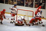 LAKE PLACID, NY - FEBRUARY 22:  Goalie Jim Craig #30  and his teammate Mike Ramsey #5 of the United States protect the goal during the Olympic hockey game against the Soviet Union on February 22, 1980 in Lake Placid, New York. The United States won 4-3.  (Photo by:  Steve Powell/Getty Images)