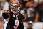 CINCINNATI - JANUARY 9:  Quarterback Carson Palmer #9 of the Cincinnati Bengals signals at the line of scrimmage against the New York Jets during the 2010 AFC wild-card playoff game at Paul Brown Stadium on January 9, 2010 in Cincinnati, Ohio. (Photo by Andy Lyons/Getty Images)