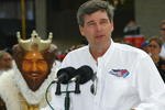 BROOKLYN, MI - JUNE 18:  David Brandon CEO of Dominos Pizza announces their sponsorship with Michael Waltrip Racing prior to the start of the NASCAR Nextel Cup Series Race on June 18, 2006 at Michigan International Speedway in Brooklyn, Michigan.  (Photo by Rusty Jarrett/Getty Images for NASCAR)