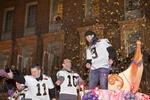 NEW ORLEANS - FEBRUARY 09: New Orleans Saints Quarterback Drew Brees #9 celebrates during the New Orleans Saints Super Bowl XLIV Victory Parade on February 9, 2010 in New Orleans, Louisiana. (Photo by Skip Bolen/Getty Images)