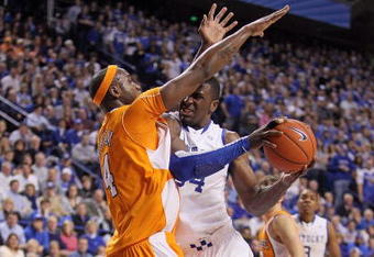 LEXINGTON, KY - FEBRUARY 13:  Patrick Patterson #54 of the Kentucky Wilcats drives during the SEC game against the Tennessee Volunteers on February 13, 2010 at Rupp Arena in Lexington, Kentucky.  (Photo by Andy Lyons/Getty Images)