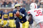 ANN ARBOR, MI - NOVEMBER 21:  Quarterback Tate Forcier #5 of the Michigan Wolverines looks to pass the ball during the game against the Ohio State Buckeyes on November 21, 2009 at Michigan Stadium in Ann Arbor, Michigan. Ohio State won the game 21-10. (Photo by Gregory Shamus/Getty Images)