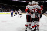 UNIONDALE, NY - FEBRUARY 14:  The Ottawa Senators celebrate against the New York Islanders on February 14, 2010 at Nassau Coliseum in Uniondale, New York.  (Photo by Jim McIsaac/Getty Images)