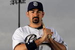 PEORIA, AZ - FEBRUARY 27:  Adrian Gonzalez of the San Diego Padres poses during photo media day at the Padres spring training complex on February 27, 2010 in Peoria, Arizona.  (Photo by Ezra Shaw/Getty Images)
