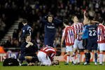 STOKE ON TRENT, ENGLAND - FEBRUARY 27:  Ryan Shawcross of Stoke City is sent off by Referee Peter Walton for a challenge on Aaron Ramsey of Arsenal during the Barclays Premier League match between Stoke City and Arsenal at The Britannia Stadium on February 27, 2010 in Stoke on Trent, England.  (Photo by Laurence Griffiths/Getty Images)