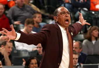INDIANAPOLIS - MARCH 13:  Head coach Tubby Smith of the Minnesota Golden Gophers reacts against the Michigan State Spartans during the second round of the Big Ten Men's Basketball Tournament at Conseco Fieldhouse on March 13, 2009 in Indianapolis, Indiana.  (Photo by Jonathan Daniel/Getty Images)