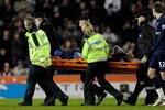 STOKE ON TRENT, ENGLAND - FEBRUARY 27:  Aaron Ramsey of Arsenal is stretchered off following a challenge by Ryan Shawcross of Stoke City during the Barclays Premier League match between Stoke City and Arsenal at The Britannia Stadium on February 27, 2010 in Stoke on Trent, England.  (Photo by Laurence Griffiths/Getty Images)