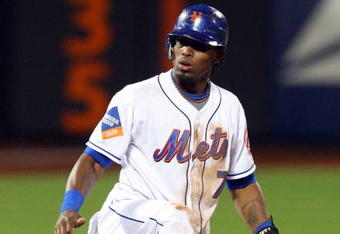 NEW YORK - MAY 12:  Jose Reyes #7 of the New York Mets is safe at second base against the Atlanta Braves on May 12, 2009 at Citi Field in the Flushing neighborhood of the Queens borough of New York City. The Mets defeated the Braves 4-3 in ten innings.  (Photo by Jim McIsaac/Getty Images)