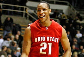 WEST LAFAYETTE, IN - JANUARY 12:  Evan Turner #21 of the Ohio State Buckeyes is all smiles after the Buckeyes victory in the Big Ten game against the Purdue Boilermakers at Mackey Arena on January 12, 2010 in West Lafayette, Indiana. Ohio state won 70-66.  (Photo by Andy Lyons/Getty Images)