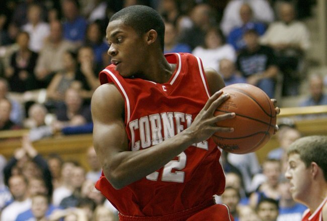 DURHAM - JANUARY 6:  Louis  Dale #12 of Cornell Big Red looks to move the ball during the college basketball game against the Duke Blue Devils at Cameron Indoor Stadium on January 6, 2008 in Durham, North Carolina. (Photo by Kevin C. Cox/Getty Images)