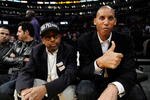 LOS ANGELES, CA - NOVEMBER 24: Former NBA star Reggie Miller of the Indiana Pacers and film maker Spike Lee look on during the NBA game between the New York Knicks and Los Angeles Lakers Staples Center on November 24, 2009 in Los Angeles, California.  NOTE TO USER: User expressly acknowledges and agrees that, by downloading and/or using this Photograph, user is consenting to the terms and conditions of the Getty Images License Agreement.  (Photo by Kevork Djansezian/Getty Images)