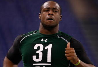 INDIANAPOLIS, IN - MARCH 1: Defensive lineman Gerald McCoy of Oklahoma runs the 40 yard dash during the NFL Scouting Combine presented by Under Armour at Lucas Oil Stadium on March 1, 2010 in Indianapolis, Indiana. (Photo by Scott Boehm/Getty Images)