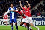PORTO, PORTUGAL - FEBRUARY 17:  Sol Campbell of Arsenal celebrates after he heads his teams first goal of the game during the UEFA Champions League last 16 first leg match between FC Porto and Arsenal at the Estadio Do Dragao on February 17, 2010 in Porto, Portugal.  (Photo by Mike Hewitt/Getty Images)