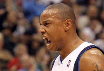 DALLAS - FEBRUARY 20:  Forward Caron Butler #4 of the Dallas Mavericks reacts during play against the Miami Heat on February 20, 2010 at American Airlines Center in Dallas, Texas.  NOTE TO USER: User expressly acknowledges and agrees that, by downloading and/or using this Photograph, user is consenting to the terms and conditions of the Getty Images License Agreement.  (Photo by Ronald Martinez/Getty Images)