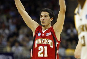 KANSAS CITY, MO - MARCH 19:  Greivis Vasquez #21 of the Maryland Terrapins reacts after a three-point scoring play against the California Golden Bears in the second half during the first round of the NCAA Division I Men's Basketball Tournament at the Sprint Center on March 19, 2009 in Kansas City, Missouri.  (Photo by Jamie Squire/Getty Images)