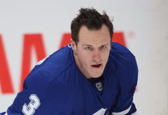 TORONTO, ON - FEBRUARY 8:  Dion Phaneuf #3 of the Toronto Maple Leafs skates in the warm-up prior to a game against the San Jose Sharks on February 8, 2010 at the Air Canada Centre in Toronto, Ontario. The Sharks defeated the Leafs 3-2. (Photo by Claus Andersen/Getty Images)