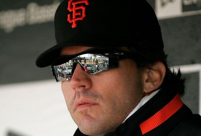 SAN FRANCISCO - JUNE 17:  Barry Zito #75 of the San Francisco Giants sits in the dugout during their game against the Los Angeles Angels of Anaheim at AT&T Park on June 17, 2009 in San Francisco, California.  (Photo by Ezra Shaw/Getty Images)
