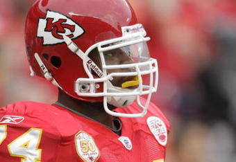 KANSAS CITY, MO - SEPTEMBER 20:  Wade Smith #74 of the Kansas City Chiefs looks on before the game against the Oakland Raiders at Arrowhead Stadium on September 20, 2009 in Kansas City, Missouri. (Photo by Jamie Squire/Getty Images)