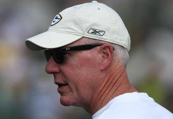 GREEN BAY, WI - AUGUST 03: General manager Ted Thompson of the Green Bay Packers watches practice at summer training camp on August 3, 2009 at the Ray Nitschke Field in Green Bay, Wisconsin. (Photo by Jonathan Daniel/Getty Images)
