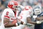 EAST HARTFORD, CT - OCTOBER 31:  Mohamed Sanu #6 of the Rutgers Scarlet Knights carries the ball in the second half against the Connecticut Huskies on October 31, 2009 at Rentschler Field in East Hartford, Connecticut.Rutgers defeated Connecticut 28-24.   (Photo by Elsa/Getty Images)