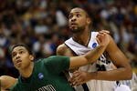 BOISE, ID - MARCH 20:  Forward Jamie Jones #44 of the Portland State Vikings fights for position against Jason Love #31 of the Xavier Musketeers during the first round of the NCAA Division I Men's Basketball Tournament at the Taco Bell Arena on March 20, 2009 in Boise, Idaho.  (Photo by Jed Jacobsohn/Getty Images)