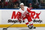 UNIONDALE, NY - JANUARY 12:  Brian Rafalski #28 of the Detroit Red Wings skates with the puck during the game against the New York Islanders at the Nassau Coliseum on January 12, 2010 in Uniondale, New York.  (Photo by Bruce Bennett/Getty Images)