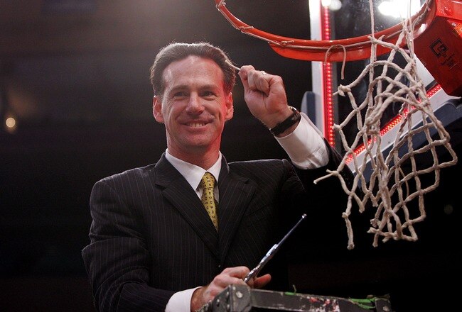 NEW YORK - MARCH 15: Jamie Dixon head coach of the Pittsburgh Panthers cuts down the net after the Panthers defeated the Georgetown Hoyas during the final of the 2008 Big East Men's Basketball Championship at Madison Square Garden on March 15, 2008 in New York City.  (Photo by Jim McIsaac/Getty Images)