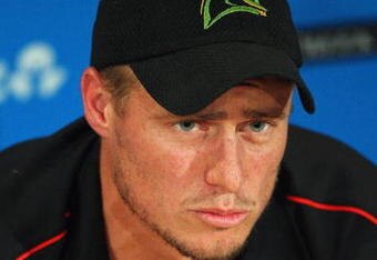 MELBOURNE, AUSTRALIA - JANUARY 30:  Lleyton Hewitt of Australia talks to the media at a press conference during day thirteen of the 2010 Australian Open at Melbourne Park on January 30, 2010 in Melbourne, Australia. Hewitt was forced to undergo hip surgery for the second time after injuring his right hip while playing in the recent Hopman Cup.  (Photo by Ryan Pierse/Getty Images)