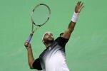 ROTTERDAM, NETHERLANDS - FEBRUARY 10:  James Blake of USA in action against Marcos Baghdatis of Cyprus during day three of the ABN AMBRO World Tennis Tournament on February 10, 2010 in Rotterdam, Netherlands.  (Photo by Julian Finney/Getty Images)