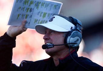 COLUMBIA, SC - NOVEMBER 28:  South Carolina Gamecocks Head Coach Steve Spurrier walks the sideline against the Clemson Tigers at Williams-Brice Stadium on November 28, 2009 in Columbia, South Carolina.  (Photo by Scott Halleran/Getty Images)