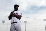 SURPRISE, AZ - MARCH 02:  (EDITORS NOTE: This image has been desaturated.) Vladimir Guerrero #27 poses for a portrait during the Texas rangers Photo Day at Surprise on March 2, 2010 in Surprise, Arizona.  (Photo by Jonathan Ferrey/Getty Images)