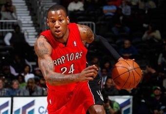 ATLANTA - DECEMBER 02:  Sonny Weems #24 of the Toronto Raptors against the Atlanta Hawks at Philips Arena on December 2, 2009 in Atlanta, Georgia.  NOTE TO USER: User expressly acknowledges and agrees that, by downloading and/or using this Photograph, User is consenting to the terms and conditions of the Getty Images License Agreement.  (Photo by Kevin C. Cox/Getty Images)