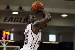 CHESTNUT HILL, MA - FEBRUARY 20:  Rakim Sanders #15 of the Boston College Eagles takes a shot in the first half against the North Carolina Tar Heels on February 20, 2010 at Conte Forum in Chestnut Hill, Massachusetts. The Eagles defeated the Tar Heels 71-67.  (Photo by Elsa/Getty Images)