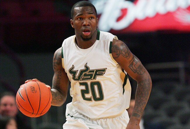NEW YORK - MARCH 09: Dominique Jones #20 of the University of South Florida dribbles the ball up court against DePaul University during the first round game of the Big East Basketball Tournament at Madison Square Garden on March 9, 2010 in New York City.  (Photo by Chris Trotman/Getty Images)