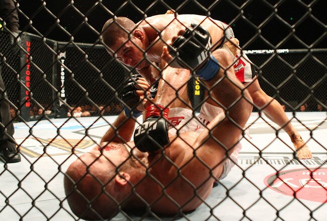 SYDNEY, AUSTRALIA - FEBRUARY 21: UFC fighter James Te Huna battles UFC fighter Igor Pokrajac during their Ultimate Fighting Championship light heavyweight fight at Acer Arena on February 21, 2010 in Sydney, Australia.  (Photo by Mark Nolan/Getty Images)