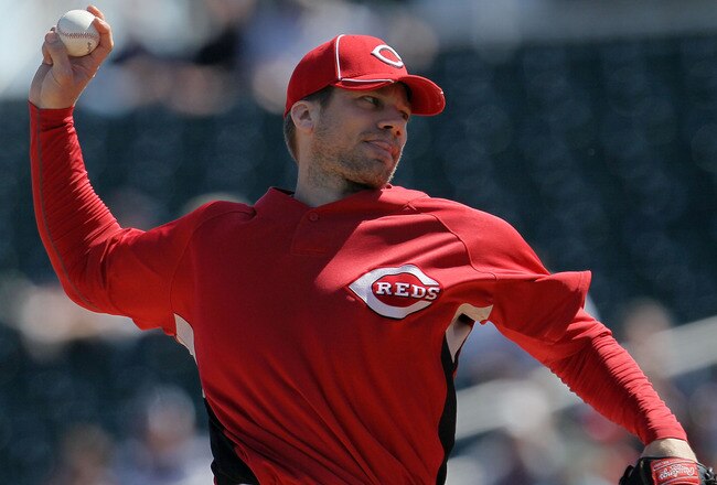 GOODYEAR, AZ - MARCH 05: Mike Lincoln #57 of the Cincinnati Reds pitches against the Cleveland Indians  during a spring training game at Goodyear Ballpark on March 5, 2010 in Goodyear, Arizona.  (Photo by Chris McGrath/Getty Images)