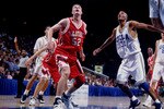 28 DEC 1994:  UCLA FORWARDS ED O'BANNON AND J.R. HENDERSON SET TO GRAB THE THE REBOUND, ALONG WITH NORTH CAROLINA STATE CENTER TODD FULLER DURING THE BRUINS 88-80 VICTORY OVER THE WOLFPACK AT PAULEY PAVILLION IN WESTWOOD, CALIFORNIA. Mandatory Credit: Mik