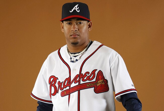 KISSIMMEE, FL - FEBRUARY 26:  Jair Jurrjens #49 of the Atlanta Braves poses during photo day at Champions Stadium on February 26, 2010 in Kissimmee, Florida.  (Photo by Gregory Shamus/Getty Images)