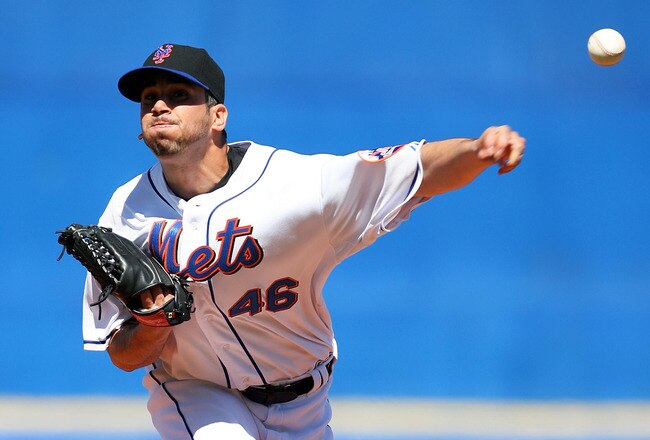 PORT ST. LUCIE, FL - MARCH 07:  Starting pitcher Oliver Perez #46 of the New York Mets pitches against the Washington Nationals at Tradition Field on March 7, 2010 in Port St. Lucie, Florida.  (Photo by Doug Benc/Getty Images)